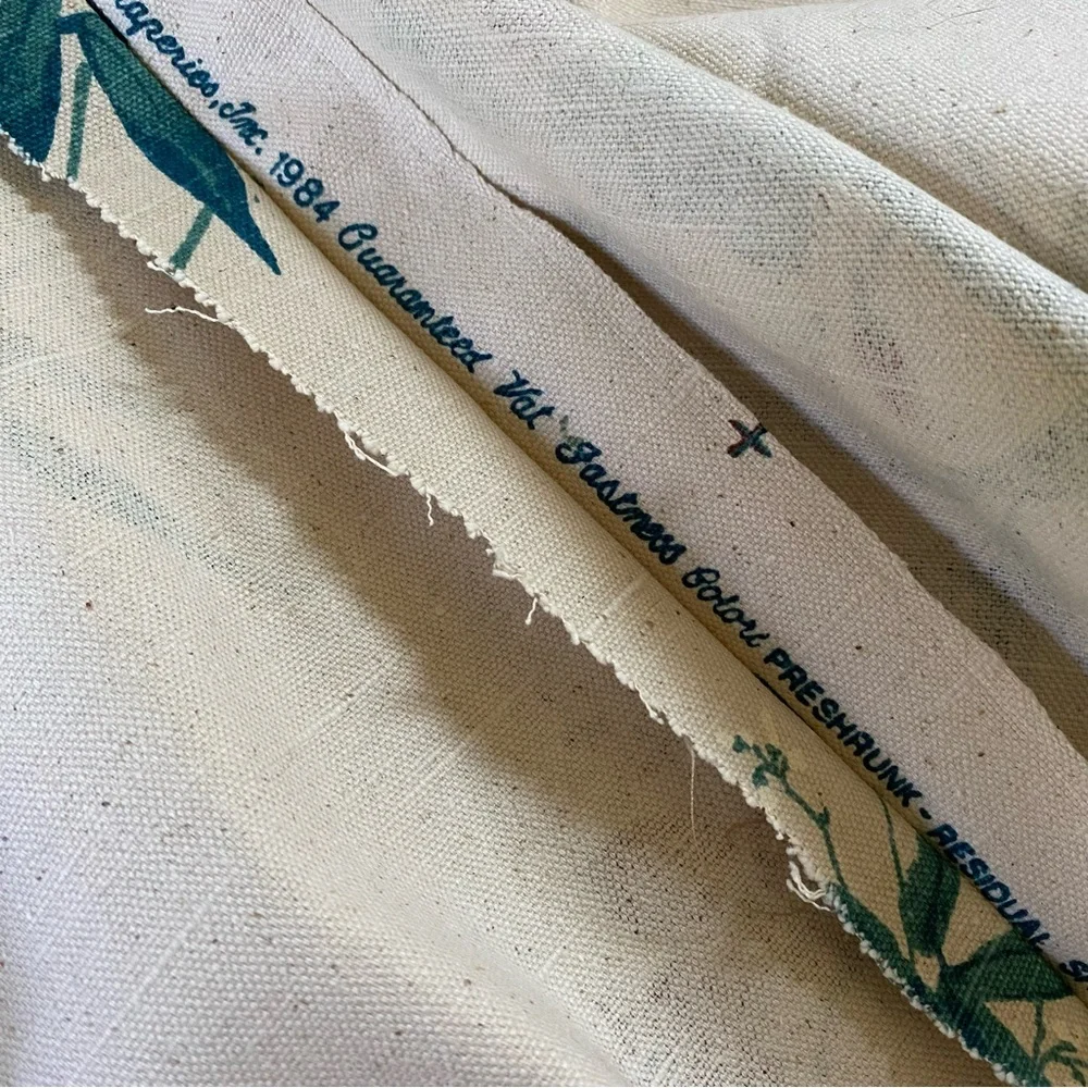 Vintage Floral Drapery Curtain Panel Screen Print 75”x80”